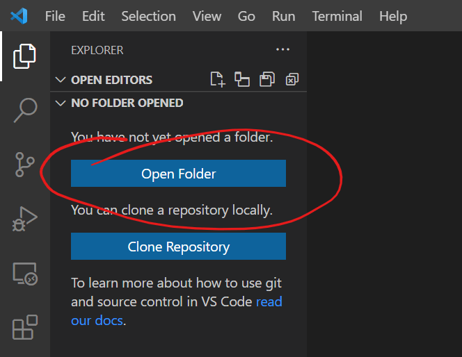 VS Code - Open Folder